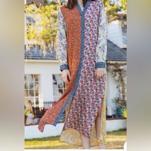 NATURAL LIFE Colorful Floral Patchwork Long Sleeve Dress
